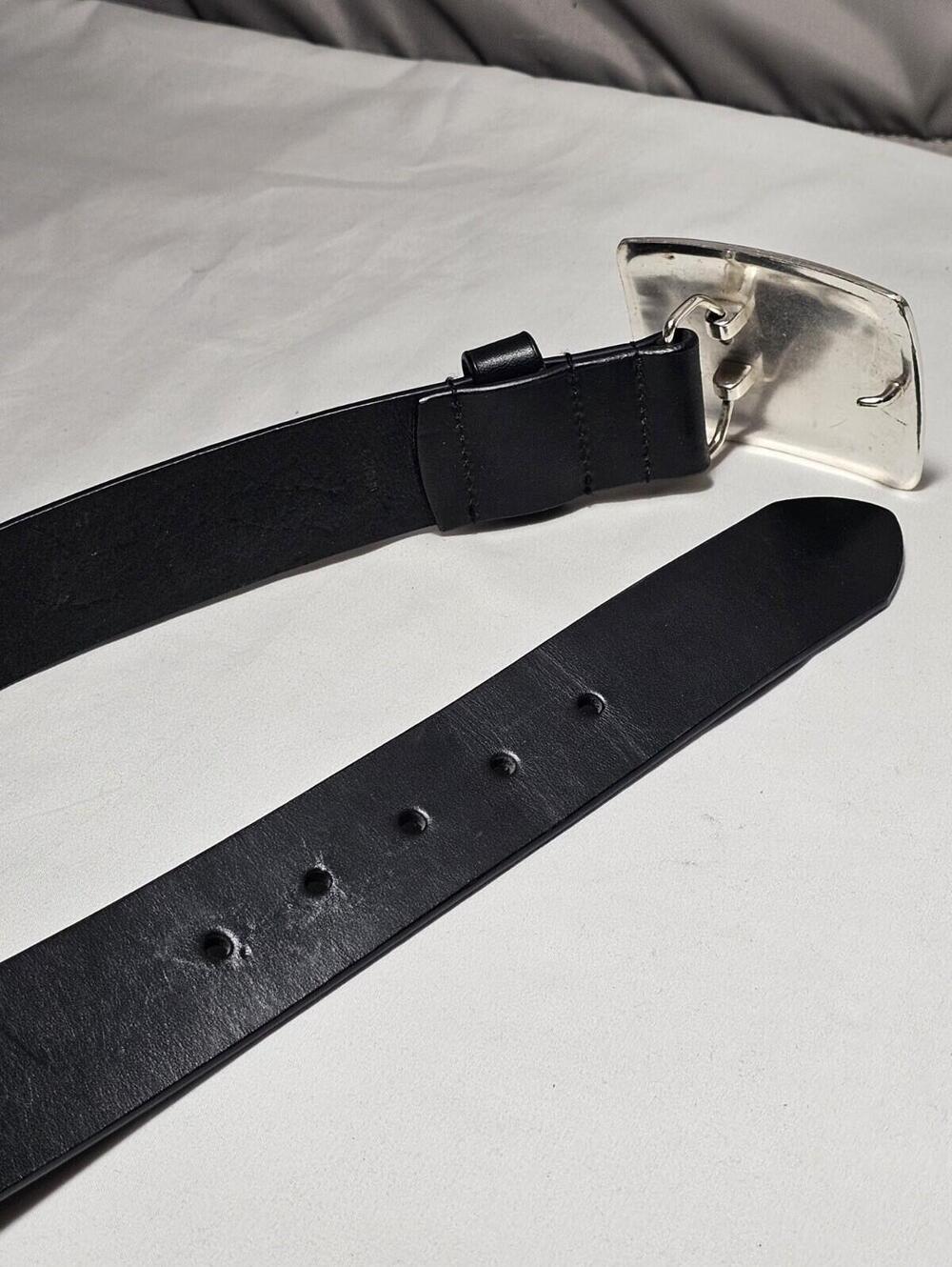 SILPADA Designs Black Italian Leather BELT Silver Square Buckle Womens Large - Picture 5 of 11